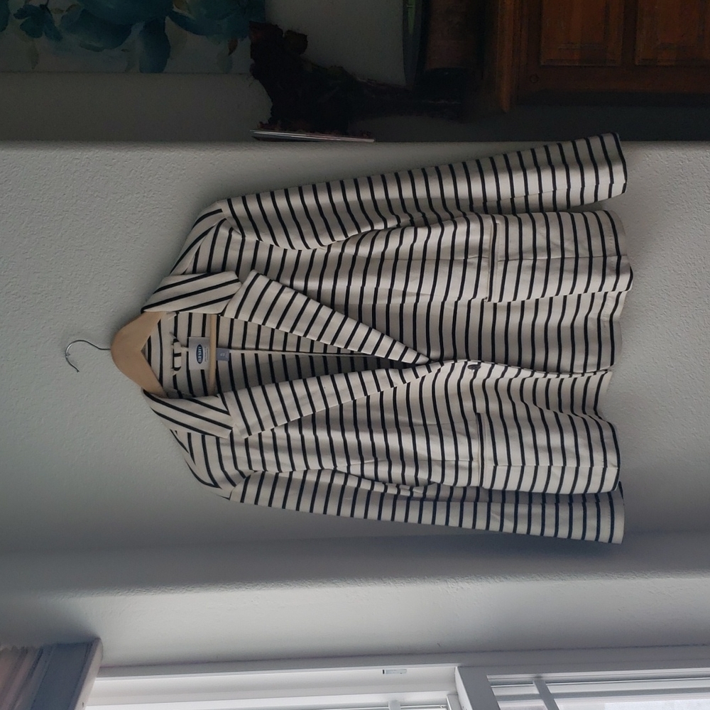 Old Navy Striped Cream and Navy blue Blazer